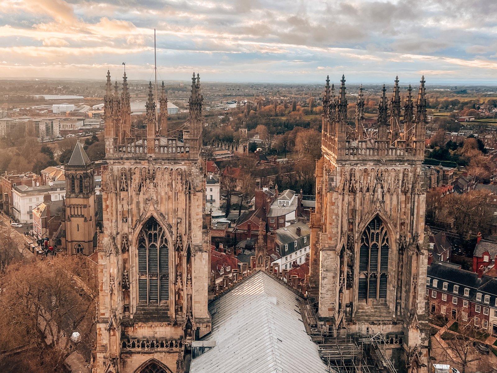 Breathtaking cityscape of York seen from York Castle viewpoint