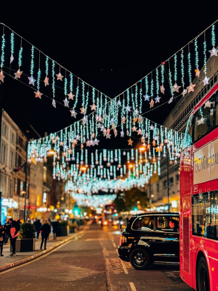 Christmas lights above Oxford Street in London