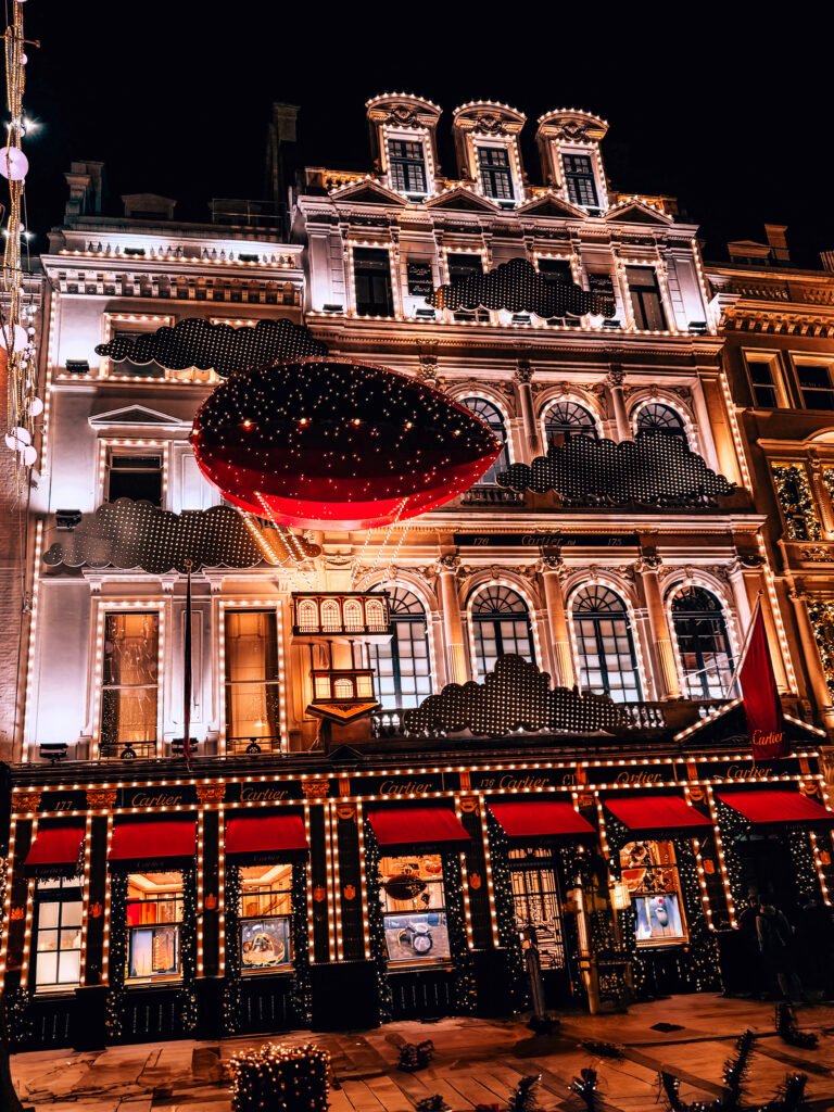 Cartier store decorated for Christmas on Old Bond Street