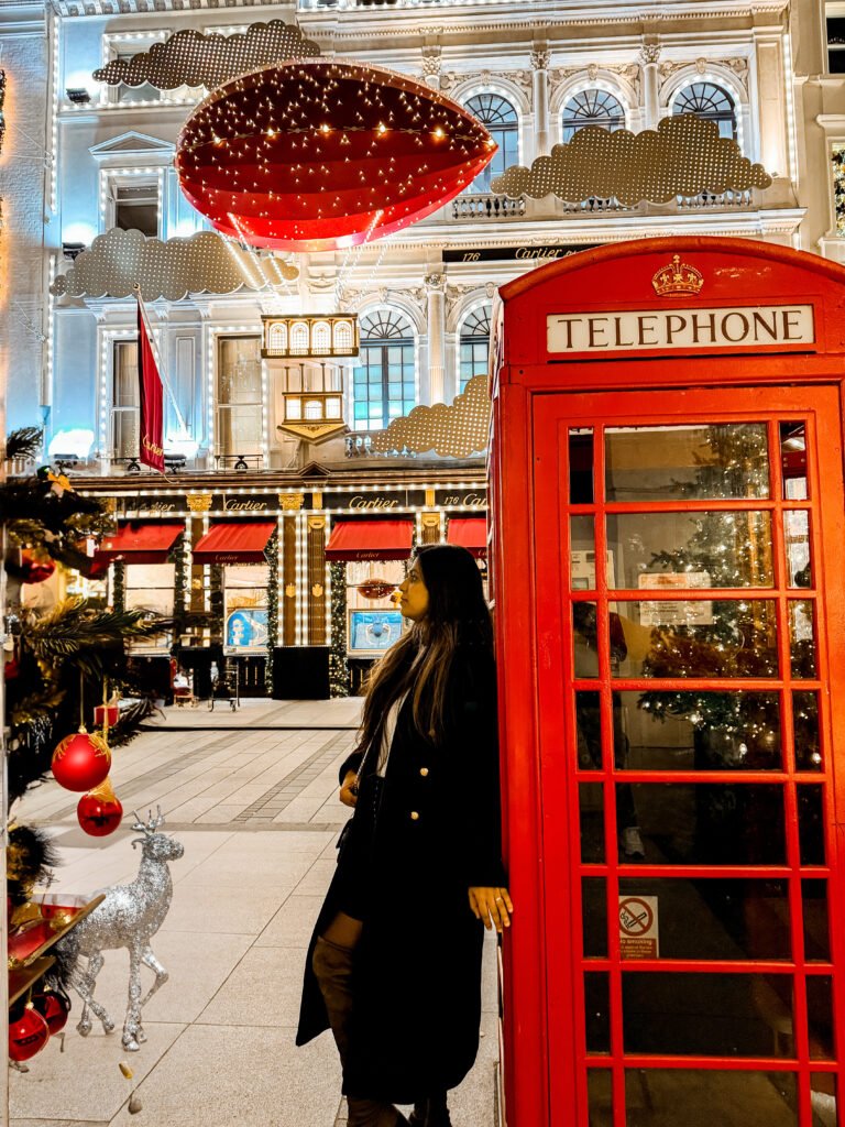 Christmas decorations on Old Bond Street in London